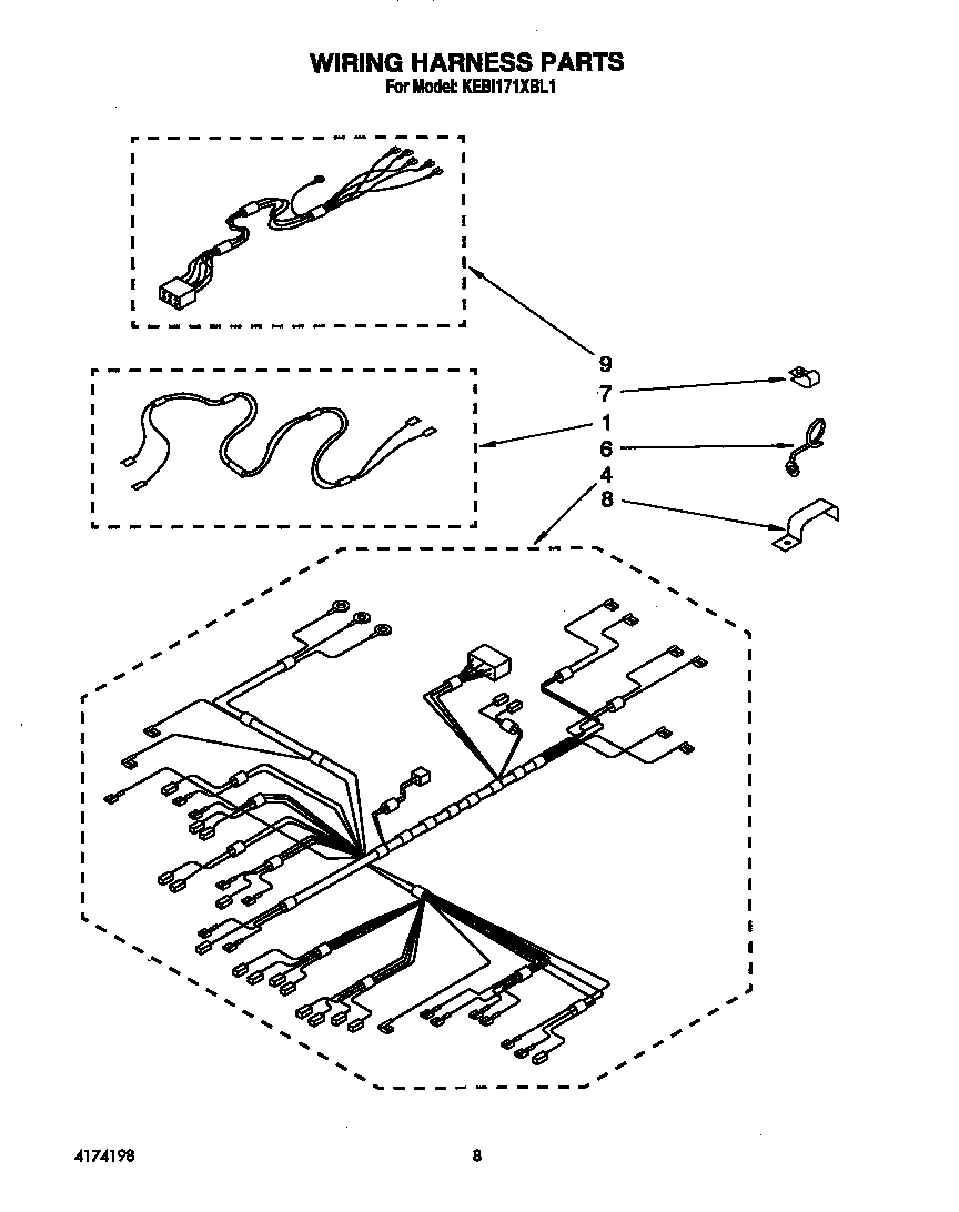 KitchenAid KEBI171XWH1 wiring harness diagram