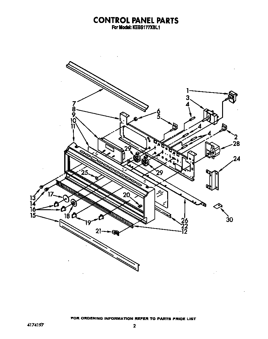 KitchenAid KEBS177XWH1 control panel diagram