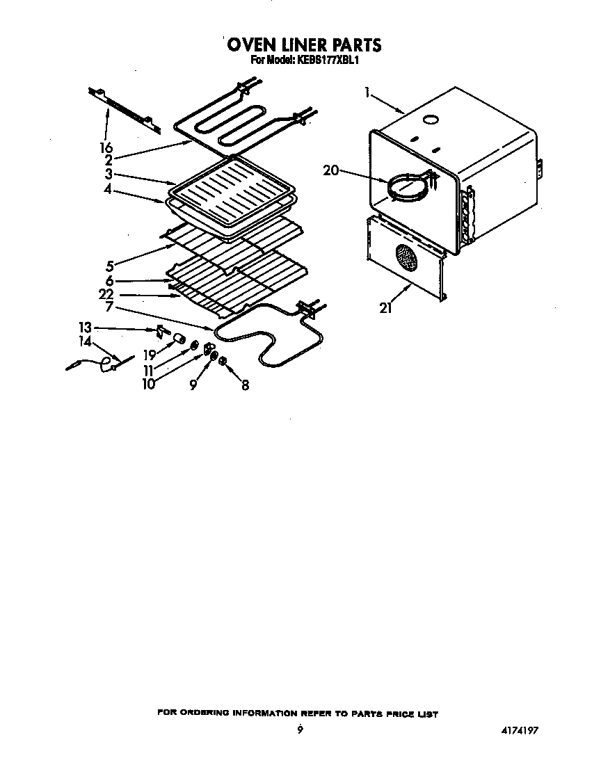 KitchenAid KEBS177XWH1 oven liner diagram
