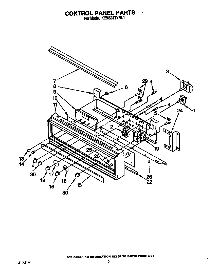KitchenAid KEMS377XWH1 control panel diagram