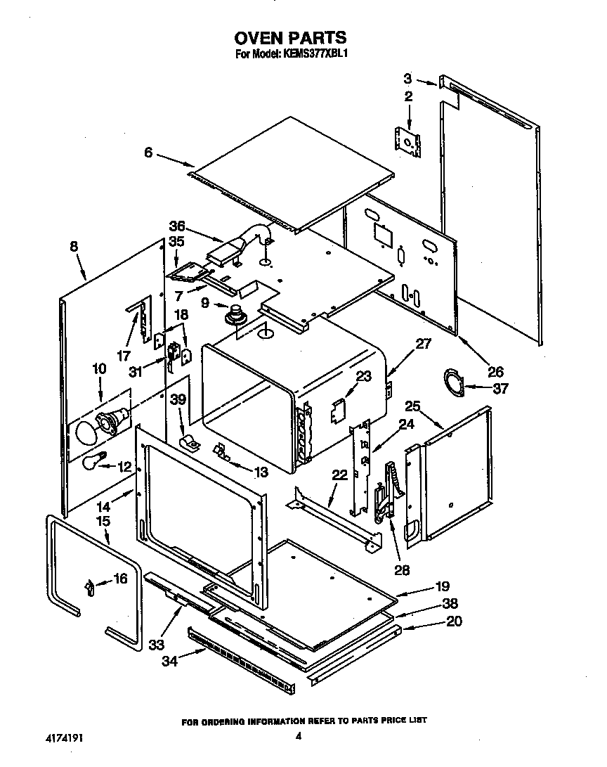 KitchenAid KEMS377XWH1 oven diagram