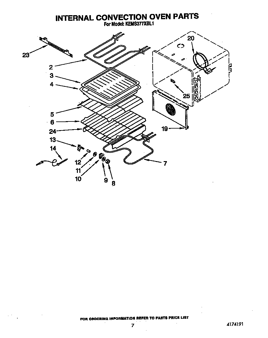 KitchenAid KEMS377XWH1 internal convection oven diagram