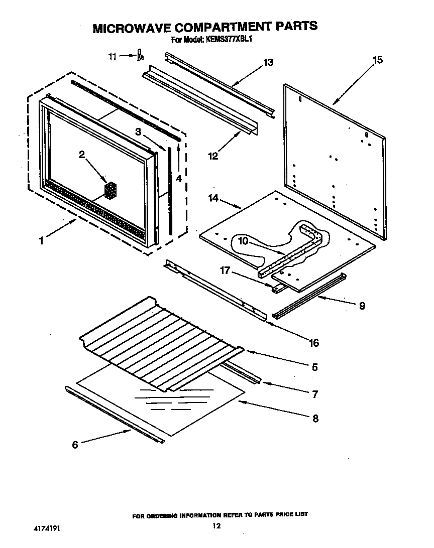 KitchenAid KEMS377XWH1 microwave compartment diagram
