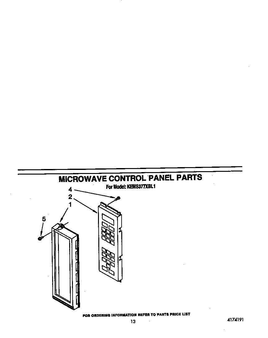 KitchenAid KEMS377XWH1 microwave control panel diagram