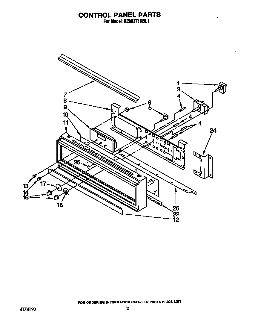 KitchenAid KEMI371XBL1 control panel diagram