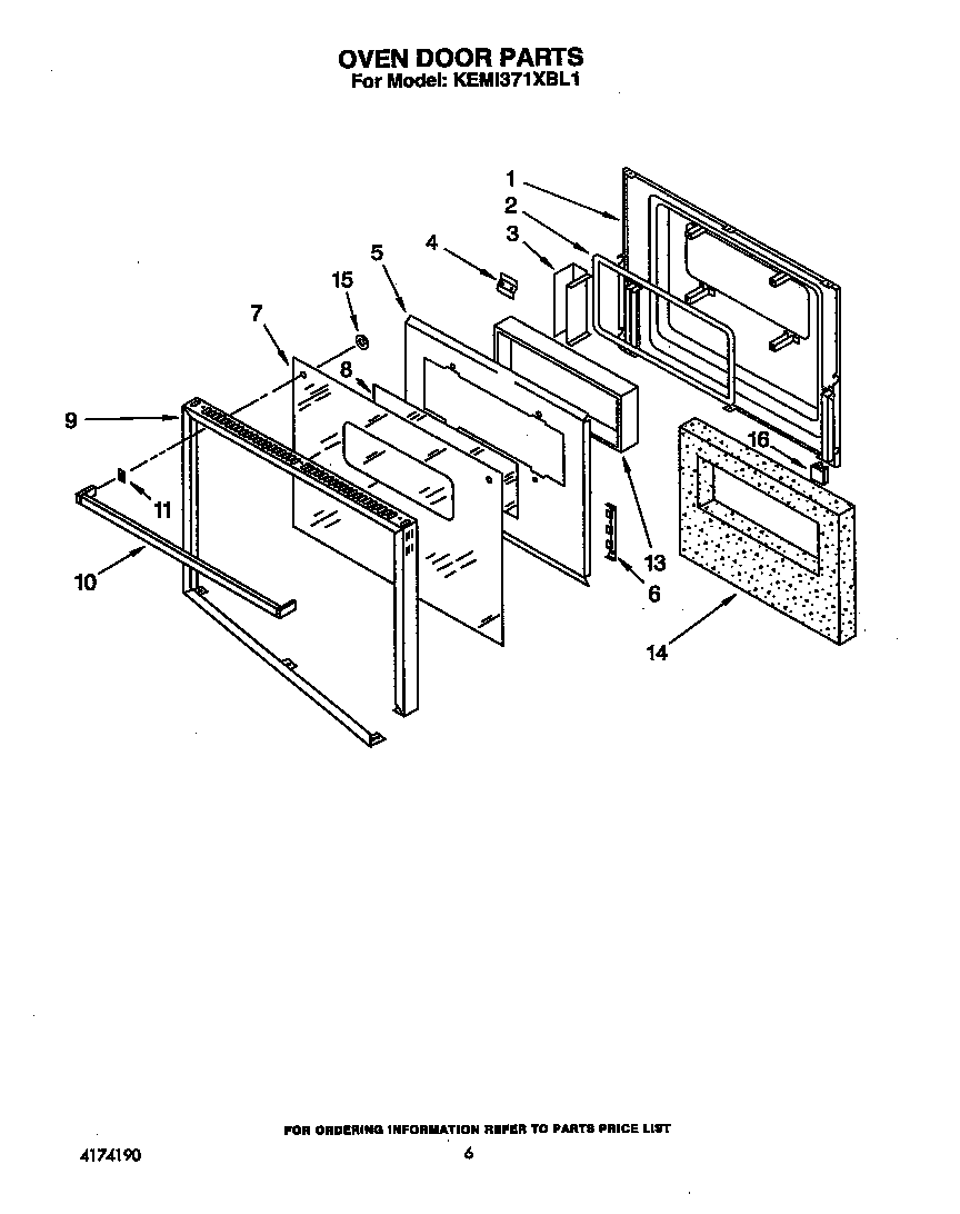 KitchenAid KEMI371XBL1 oven door diagram