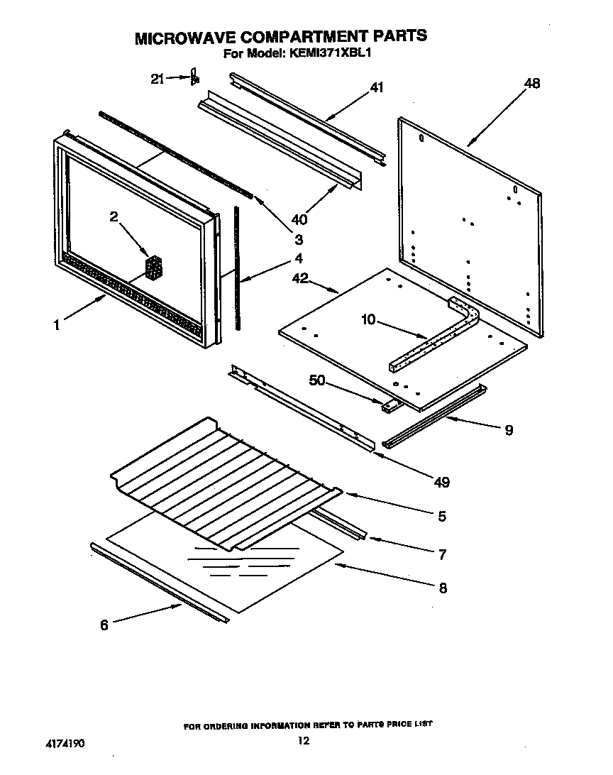 KitchenAid KEMI371XBL1 microwave compartment diagram