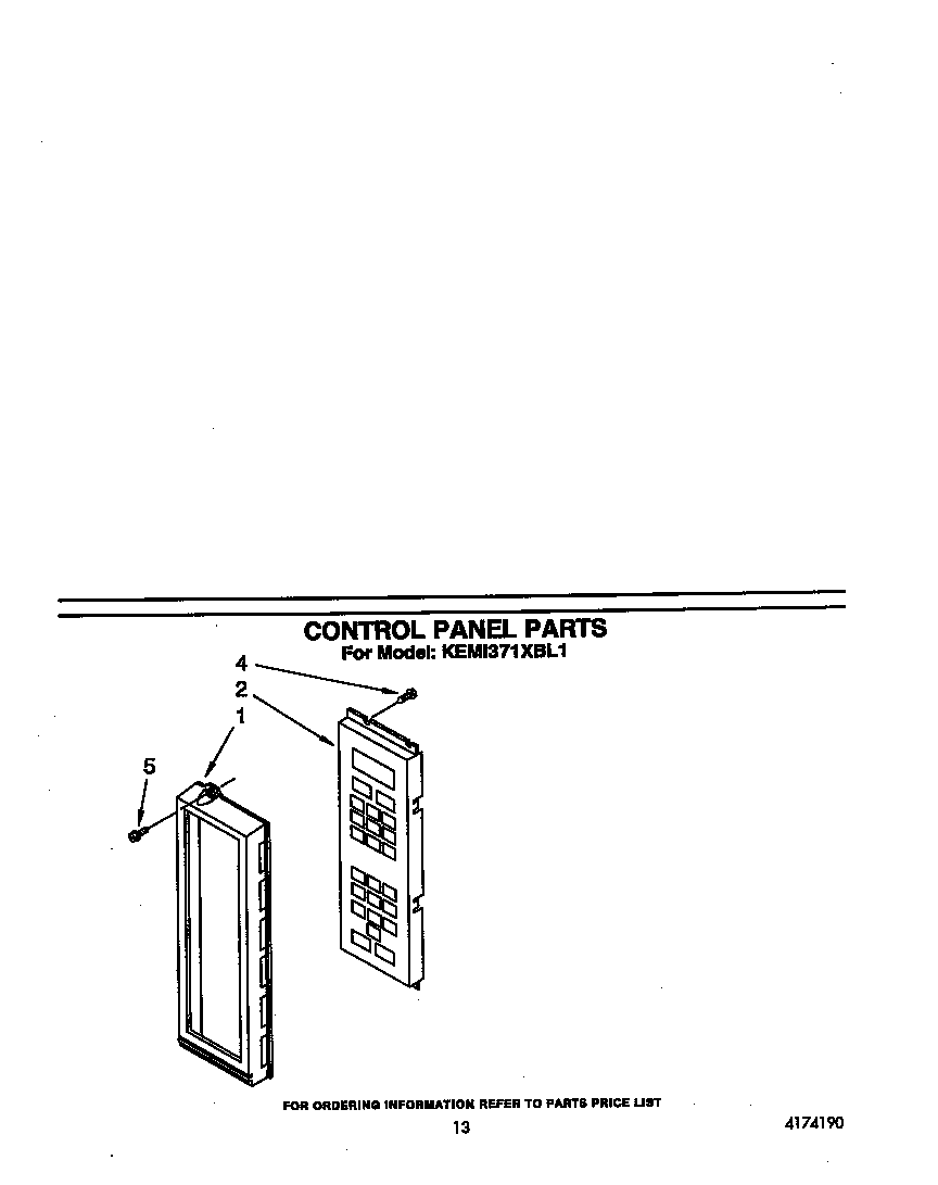 KitchenAid KEMI371XBL1 control panel diagram