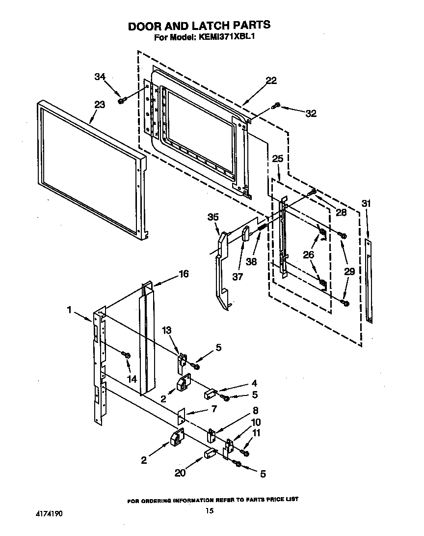 KitchenAid KEMI371XBL1 door and latch diagram