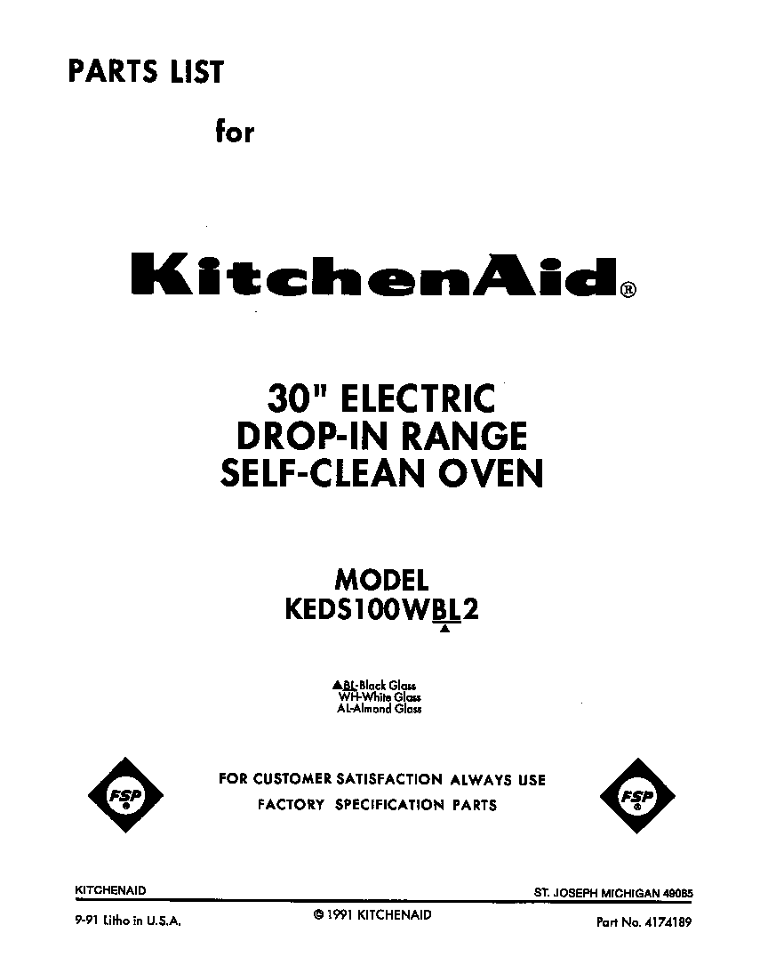 KitchenAid KEDS100WWH2 front cover diagram