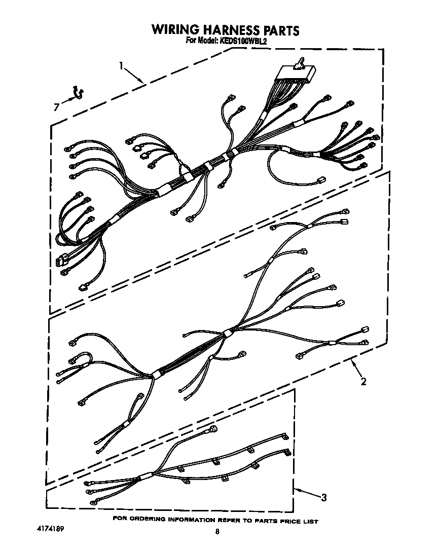 KitchenAid KEDS100WWH2 wiring harness diagram