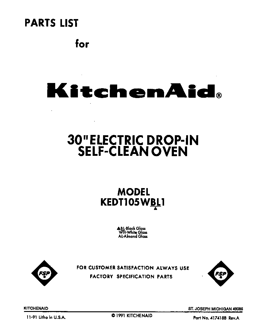 KitchenAid KEDT105WWH1 front cover diagram