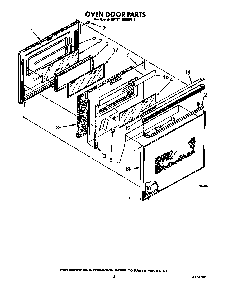 KitchenAid KEDT105WWH1 oven door diagram