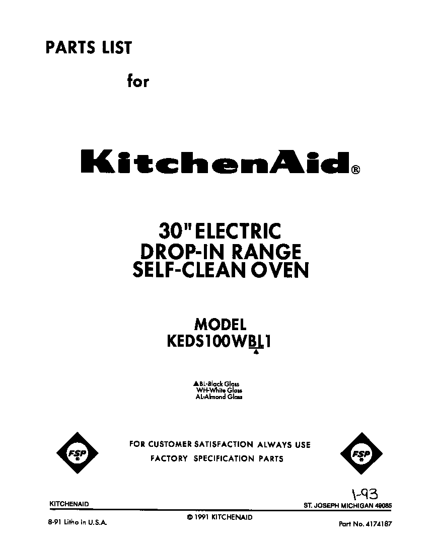 KitchenAid KEDS100WWH1 front cover diagram