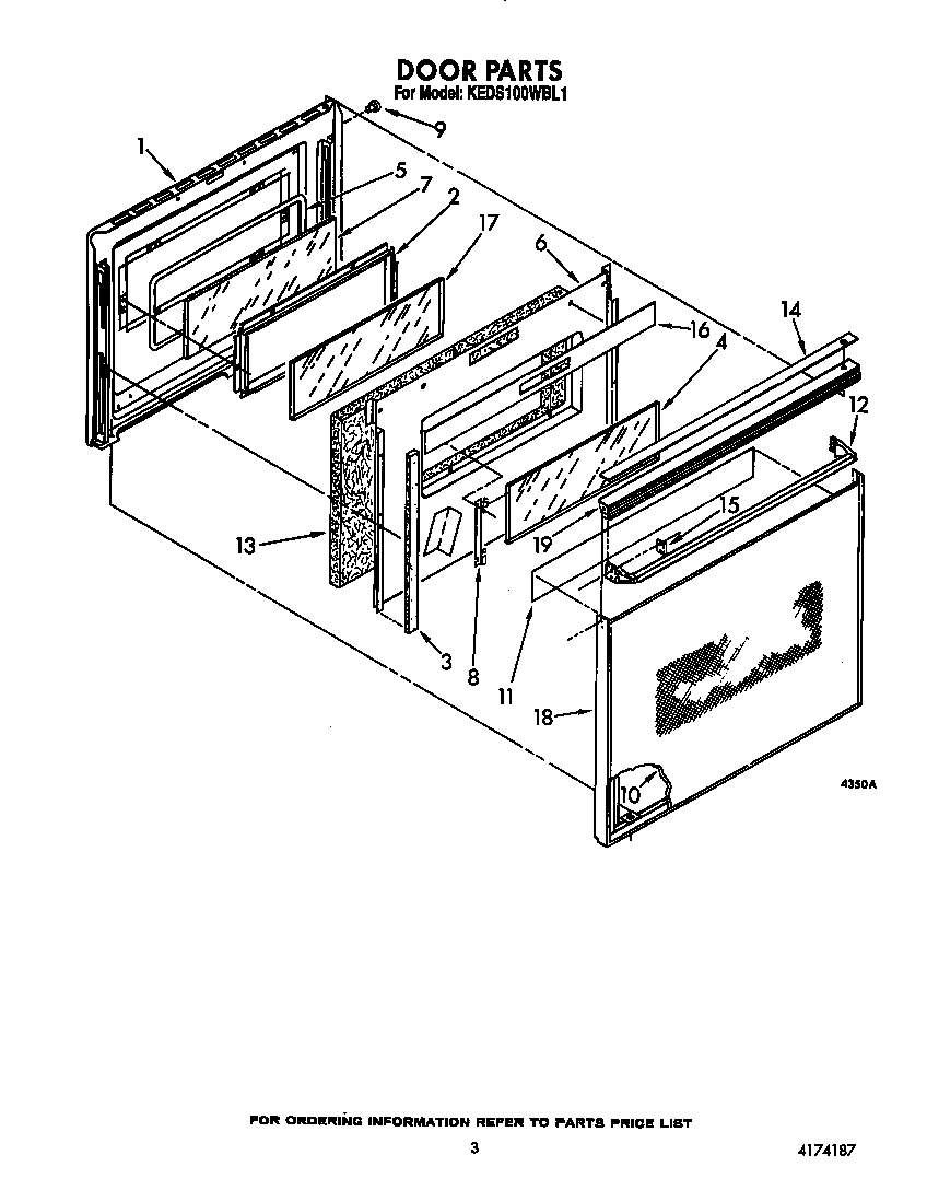 KitchenAid KEDS100WWH1 door diagram