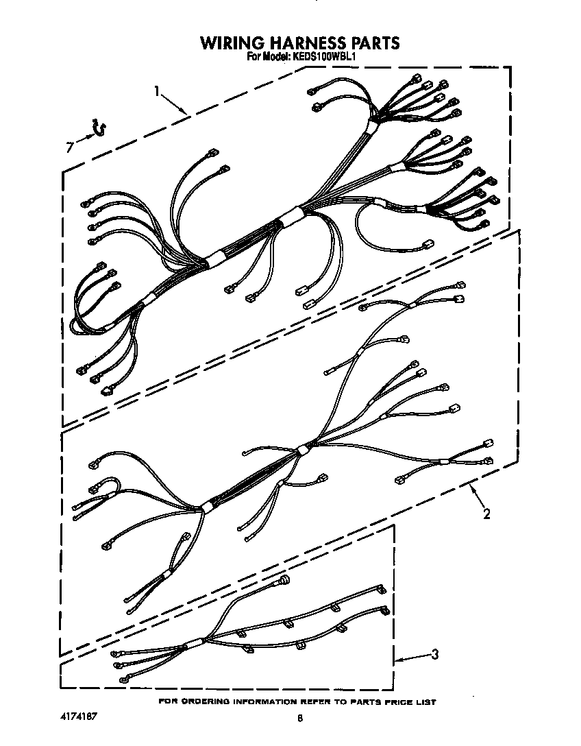 KitchenAid KEDS100WWH1 wiring harness diagram