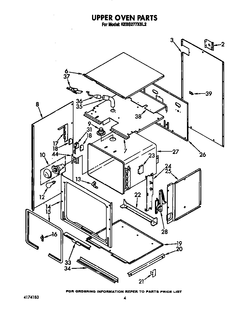 KitchenAid KEBS277XWH2 upper oven diagram