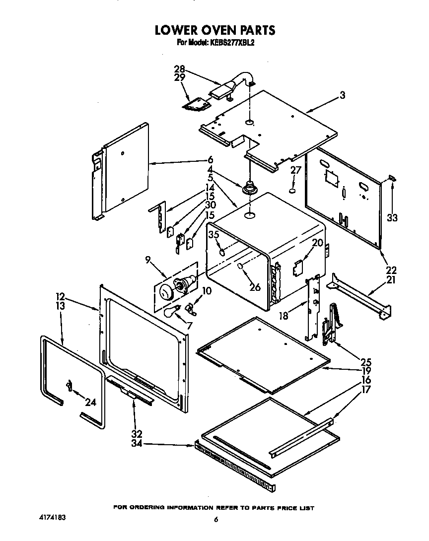 KitchenAid KEBS277XWH2 lower oven diagram