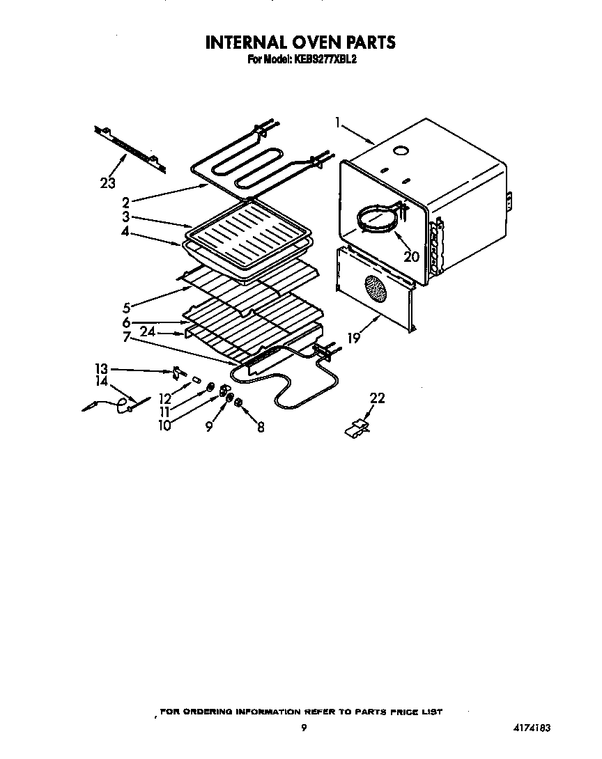 KitchenAid KEBS277XWH2 internal oven diagram