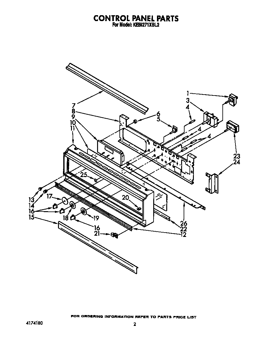 KitchenAid KEBI271XBL2 control panel diagram