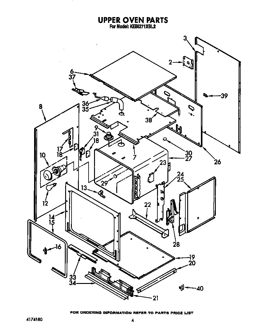 KitchenAid KEBI271XBL2 upper oven diagram