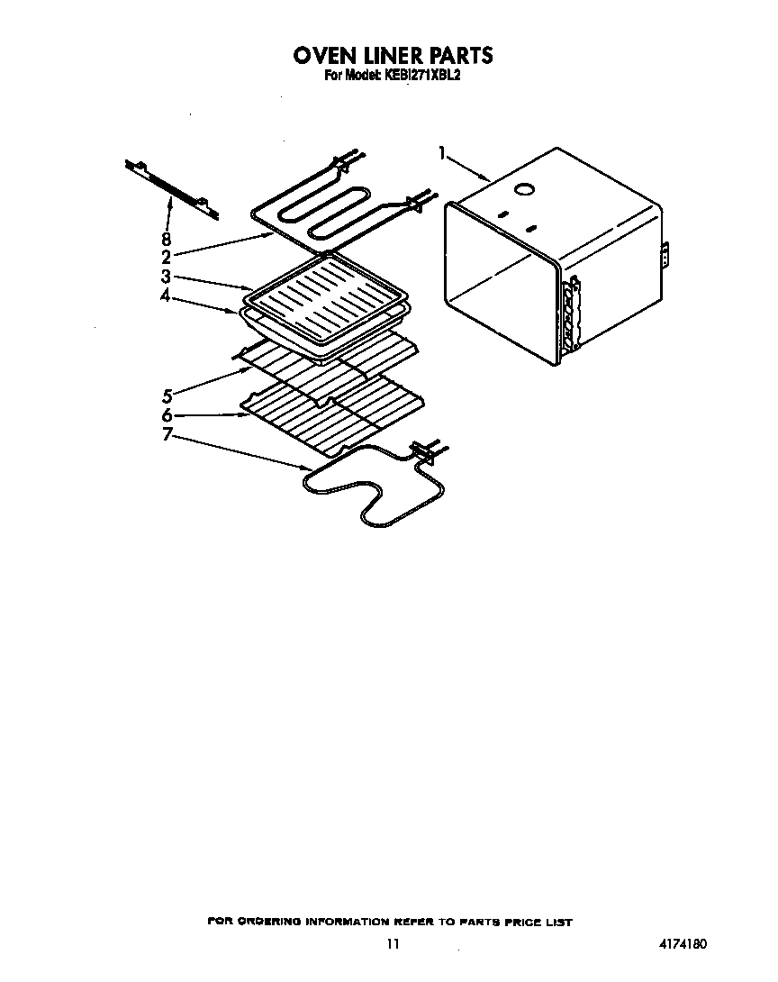 KitchenAid KEBI271XBL2 oven liner diagram
