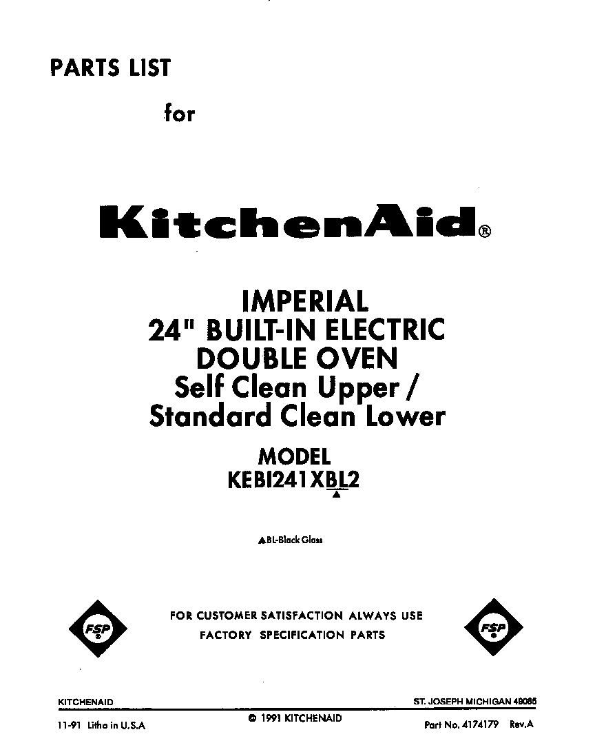 KitchenAid KEBI241XBL2 front cover diagram