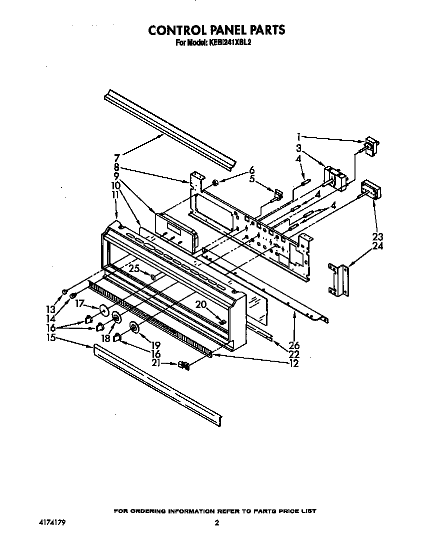 KitchenAid KEBI241XBL2 control panel diagram