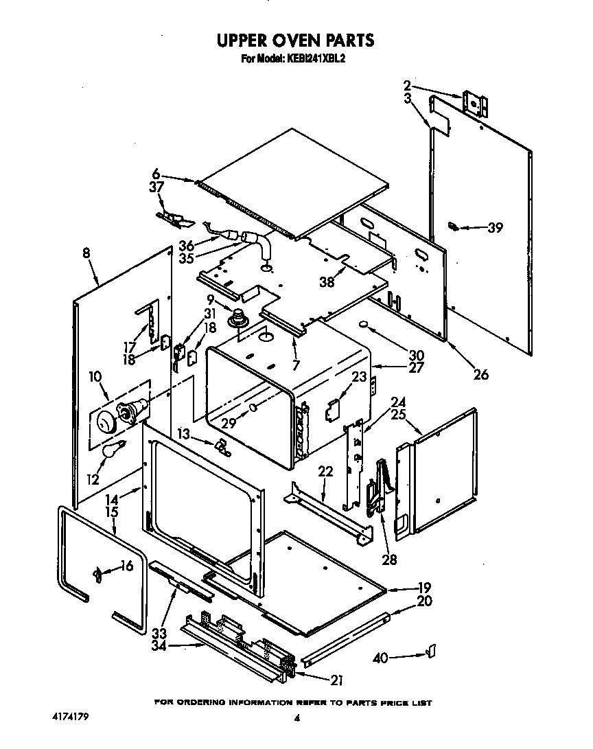 KitchenAid KEBI241XBL2 upper oven diagram