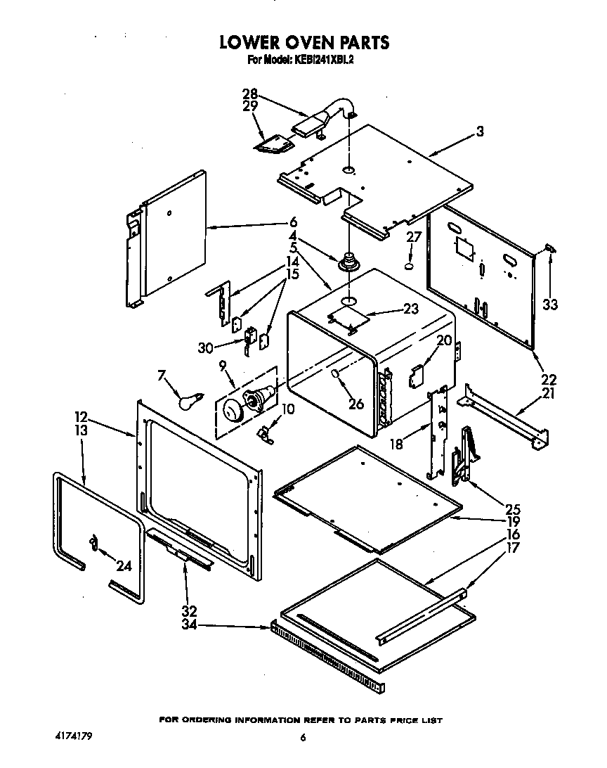 KitchenAid KEBI241XBL2 lower oven diagram