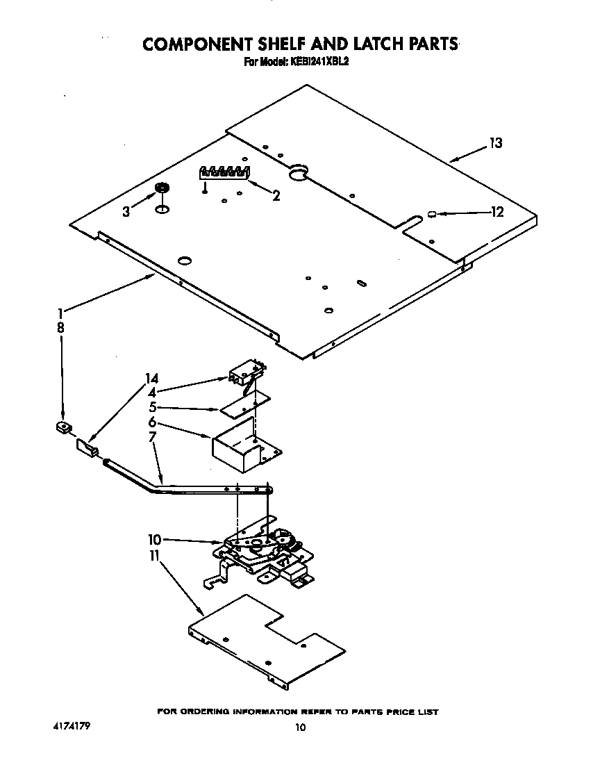 KitchenAid KEBI241XBL2 component shelf and latch diagram