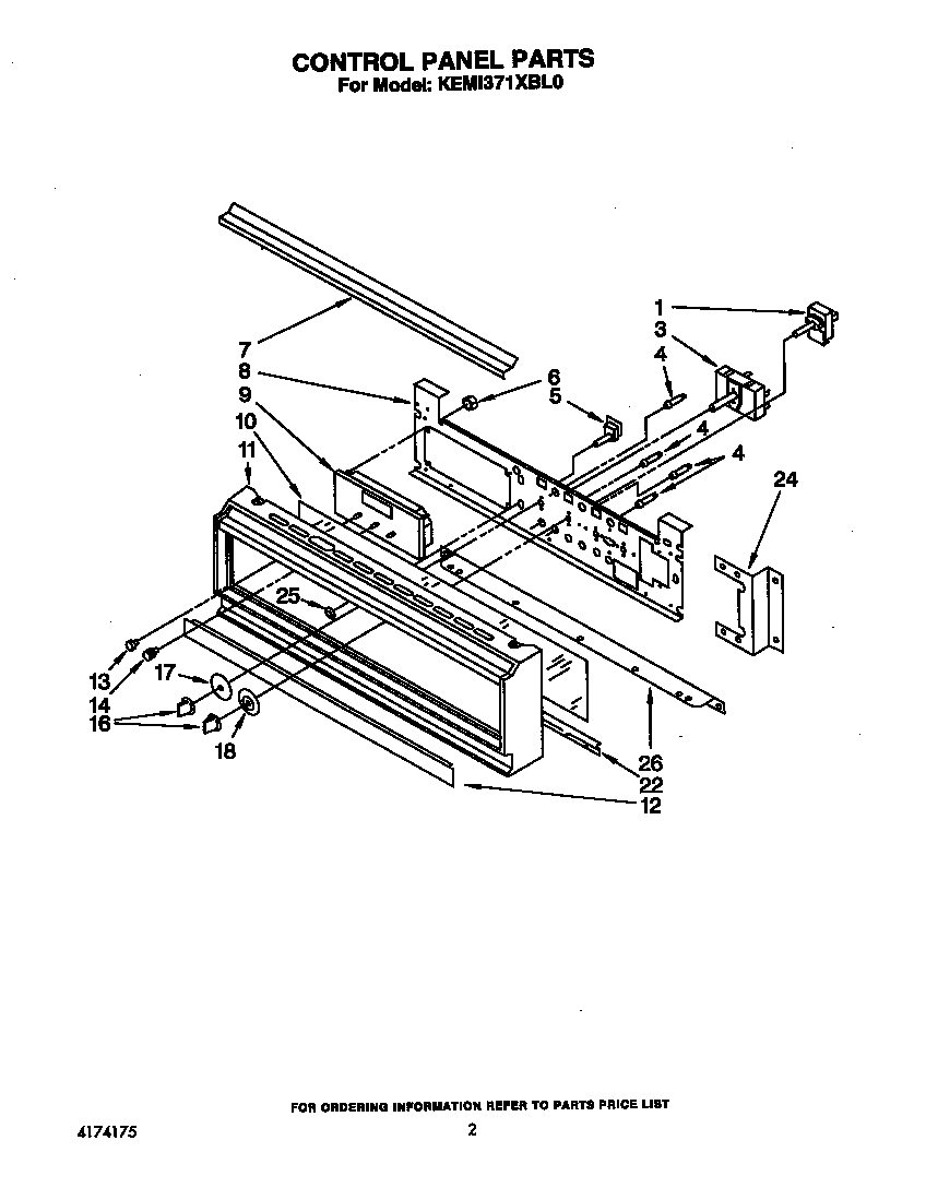KitchenAid KEMI371XBL0 control panel diagram