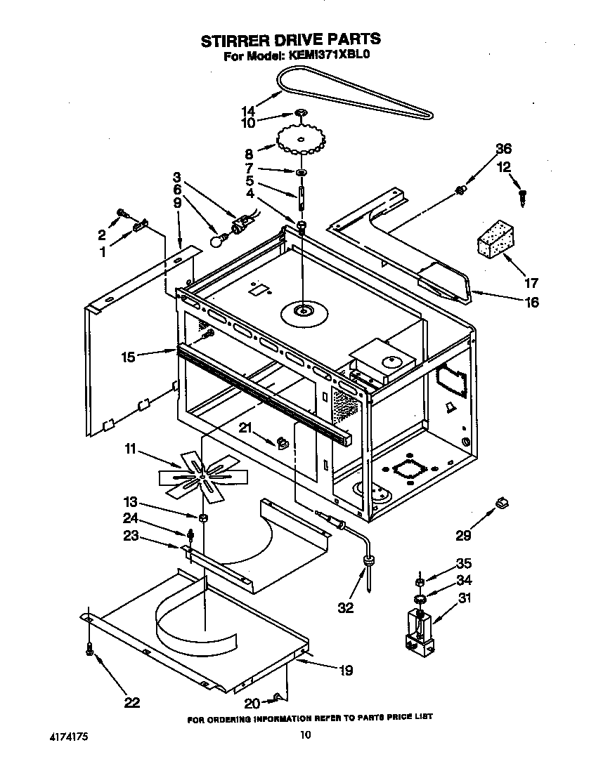 KitchenAid KEMI371XBL0 stirrer drive diagram
