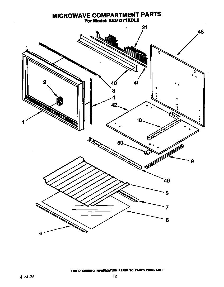 KitchenAid KEMI371XBL0 microwave compartment diagram