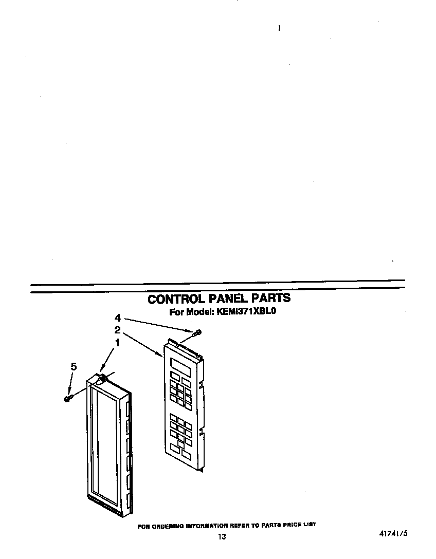 KitchenAid KEMI371XBL0 control panel diagram