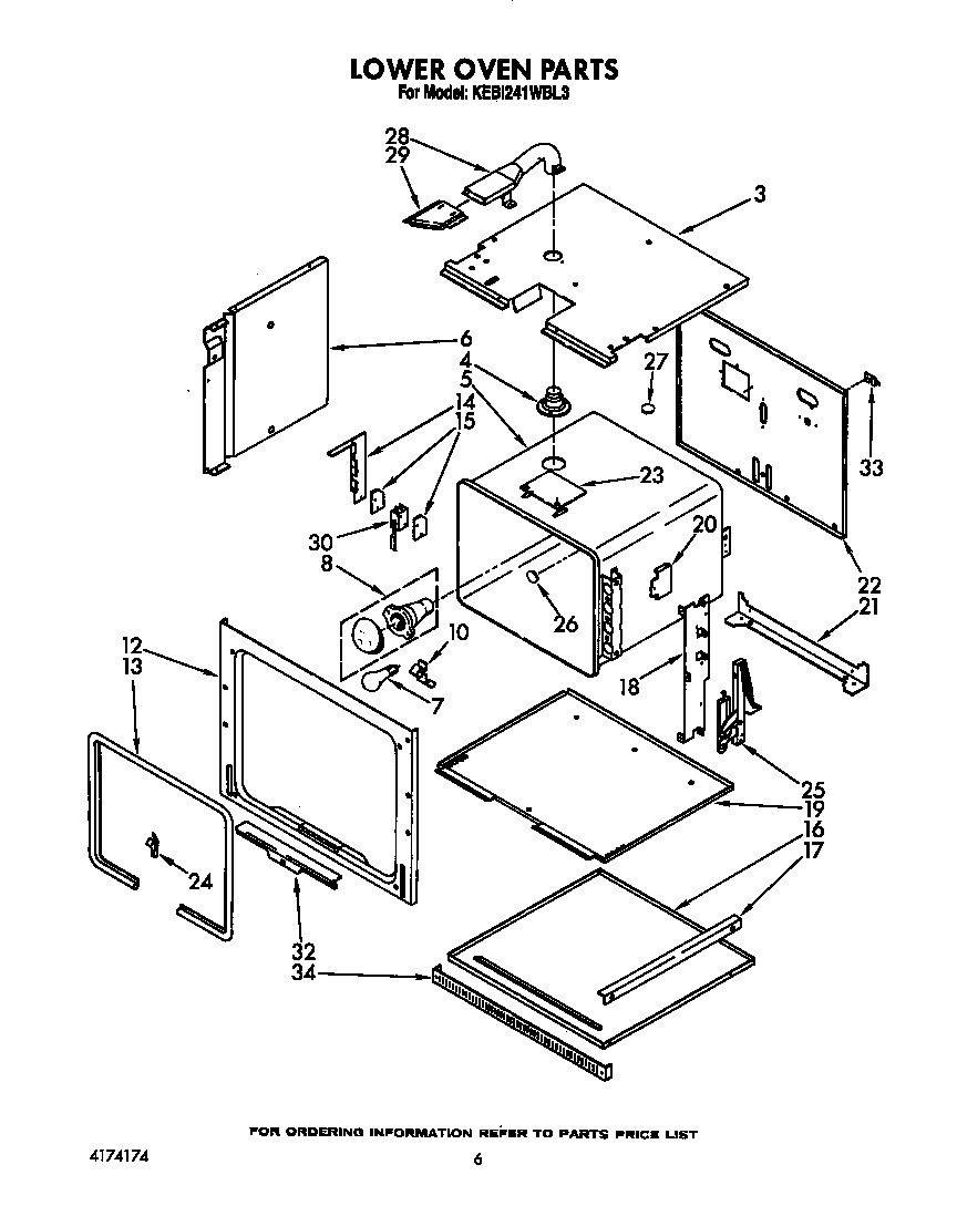 KitchenAid KEBI241WBL3 lower oven diagram