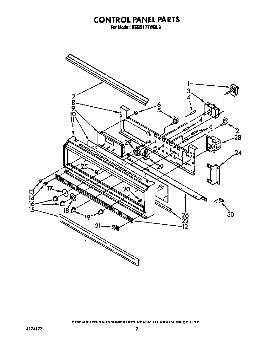 KitchenAid KEBS177WWH3 control panel diagram