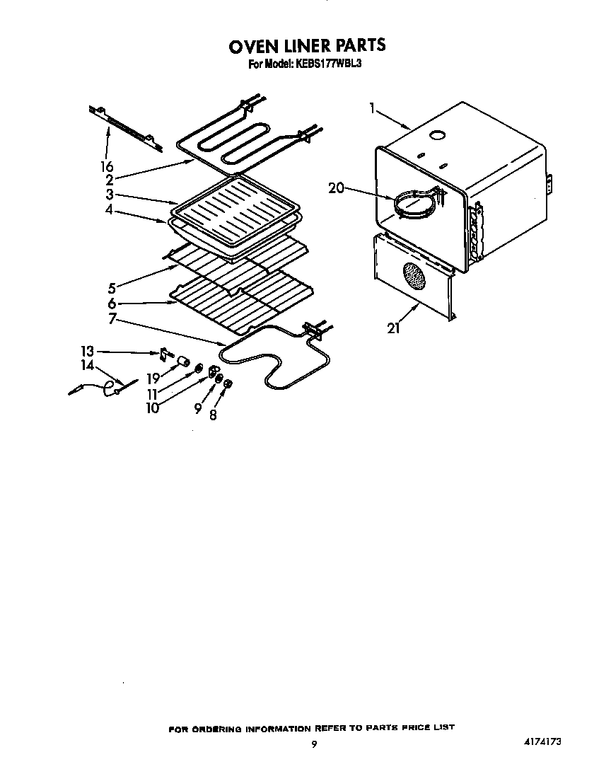 KitchenAid KEBS177WWH3 oven liner diagram