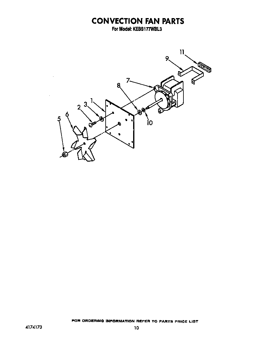 KitchenAid KEBS177WWH3 convection fan diagram