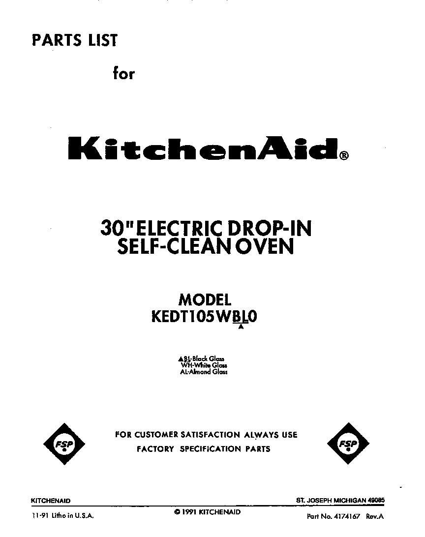 KitchenAid KEDT105WWH0 front cover diagram