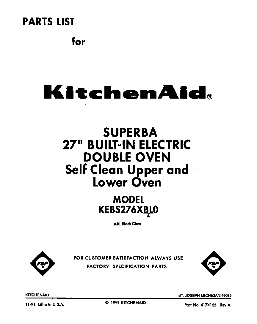 KitchenAid KEBS276XBL0 front cover diagram