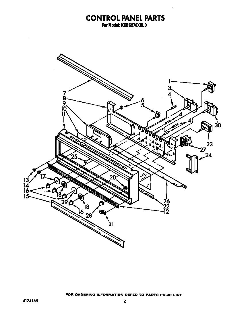 KitchenAid KEBS276XBL0 control panel diagram