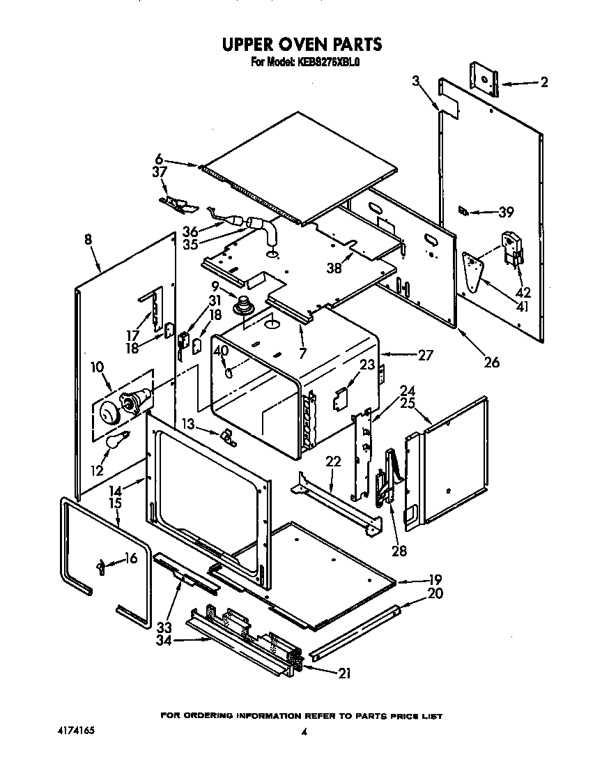 KitchenAid KEBS276XBL0 upper oven diagram