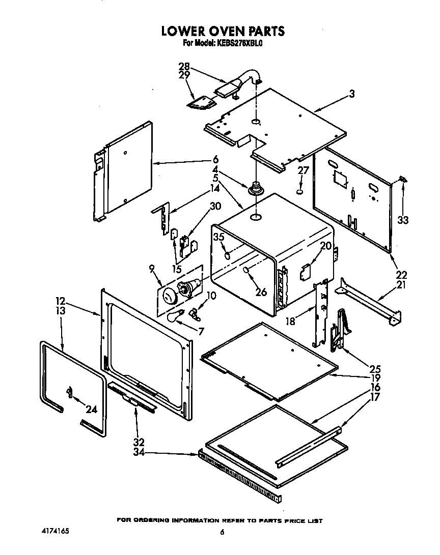 KitchenAid KEBS276XBL0 lower oven diagram