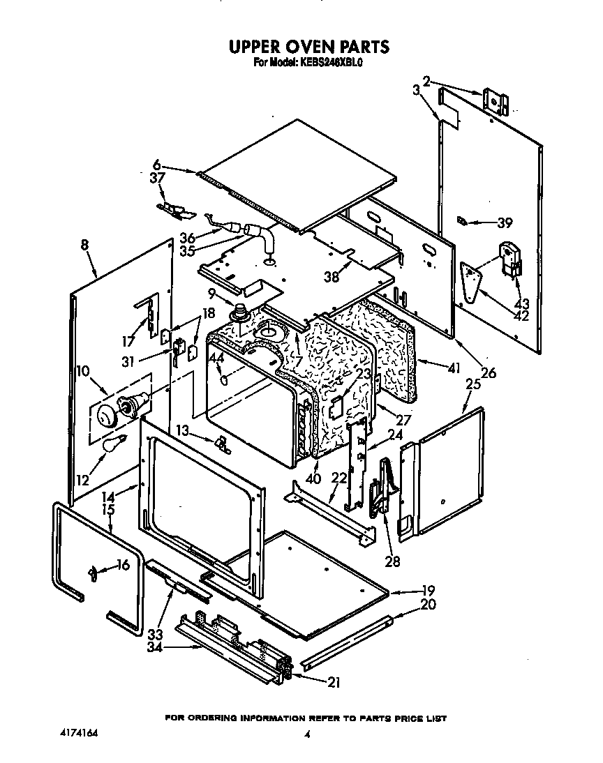 KitchenAid KEBS246XBL0 upper oven diagram