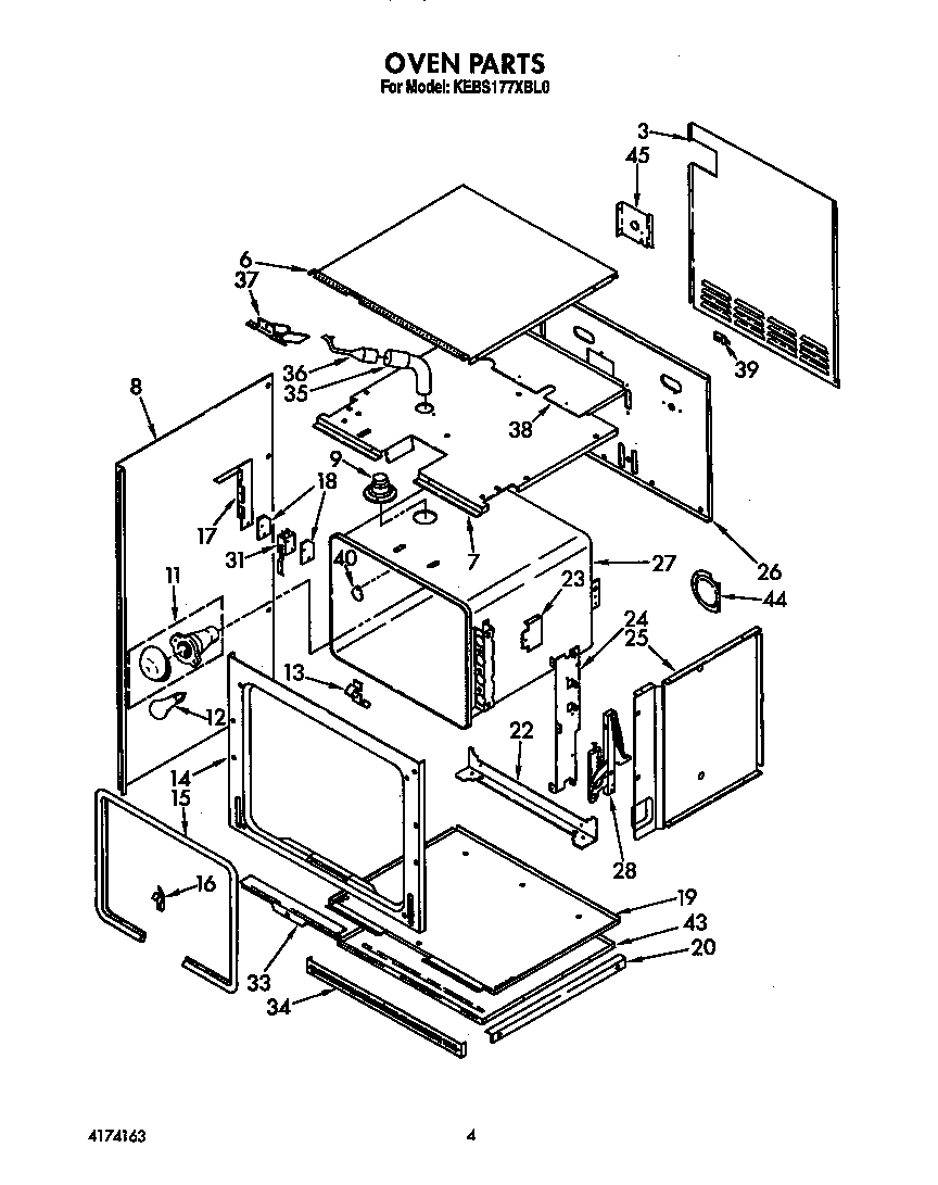 KitchenAid KEBS177XWH0 oven diagram