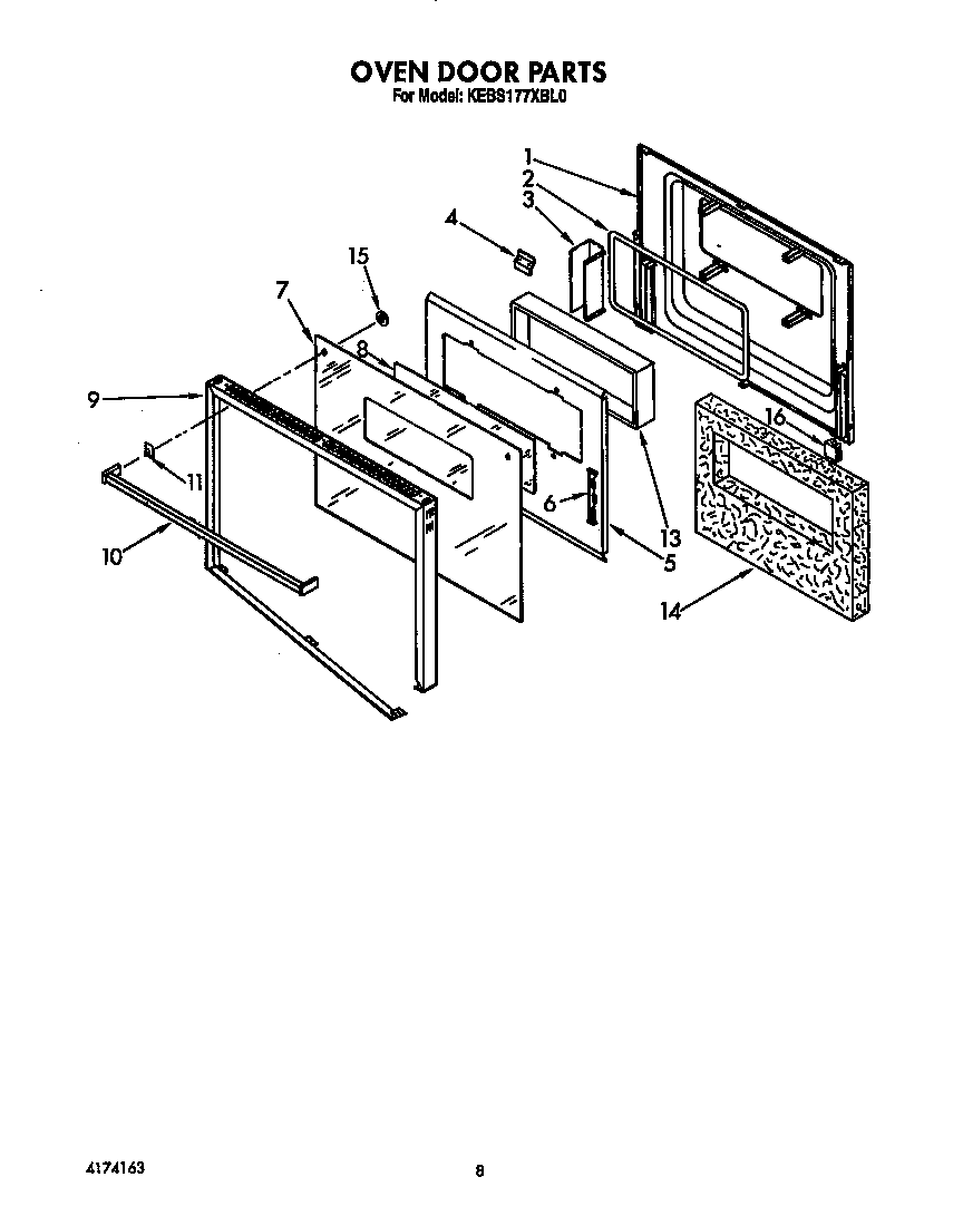 KitchenAid KEBS177XWH0 oven door diagram