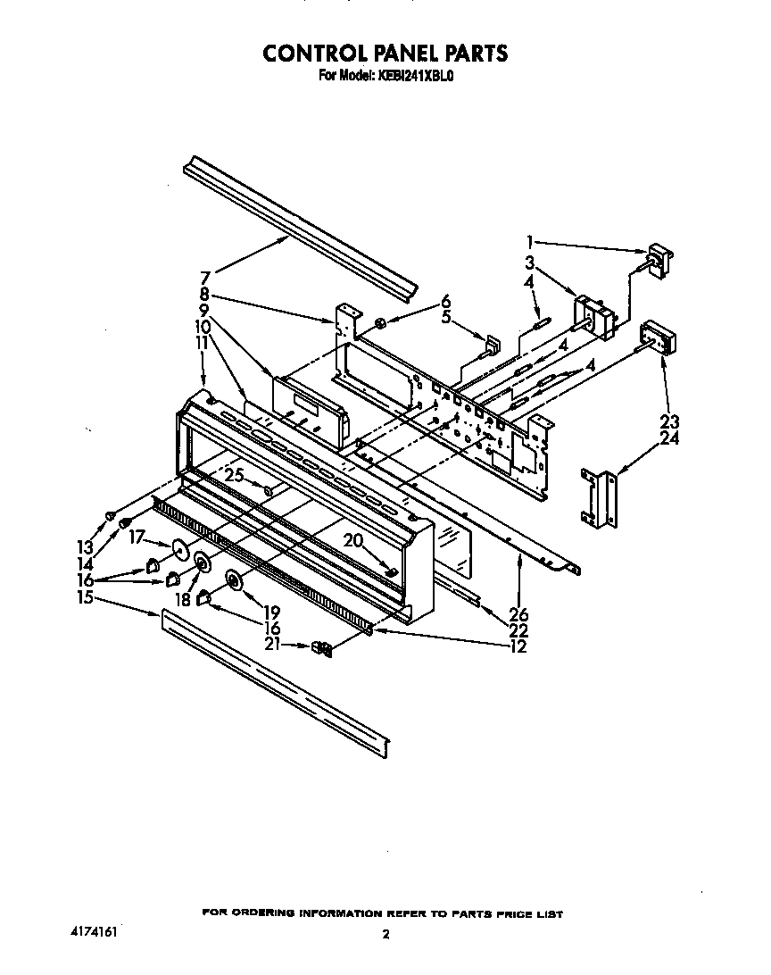 KitchenAid KEBI241XBL0 control panel diagram