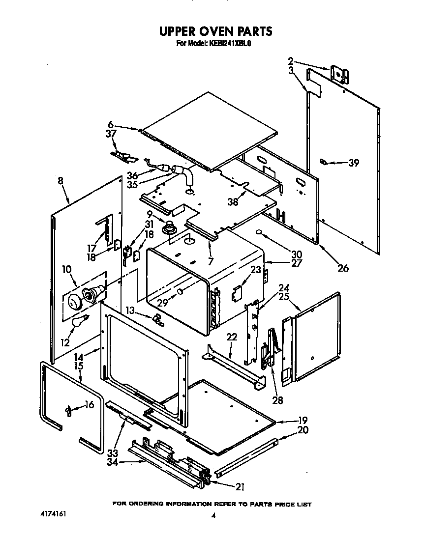 KitchenAid KEBI241XBL0 upper oven diagram