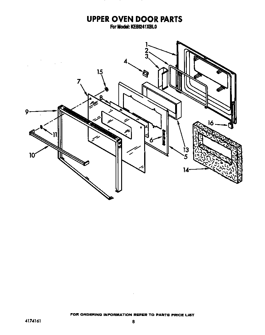 KitchenAid KEBI241XBL0 upper oven door diagram